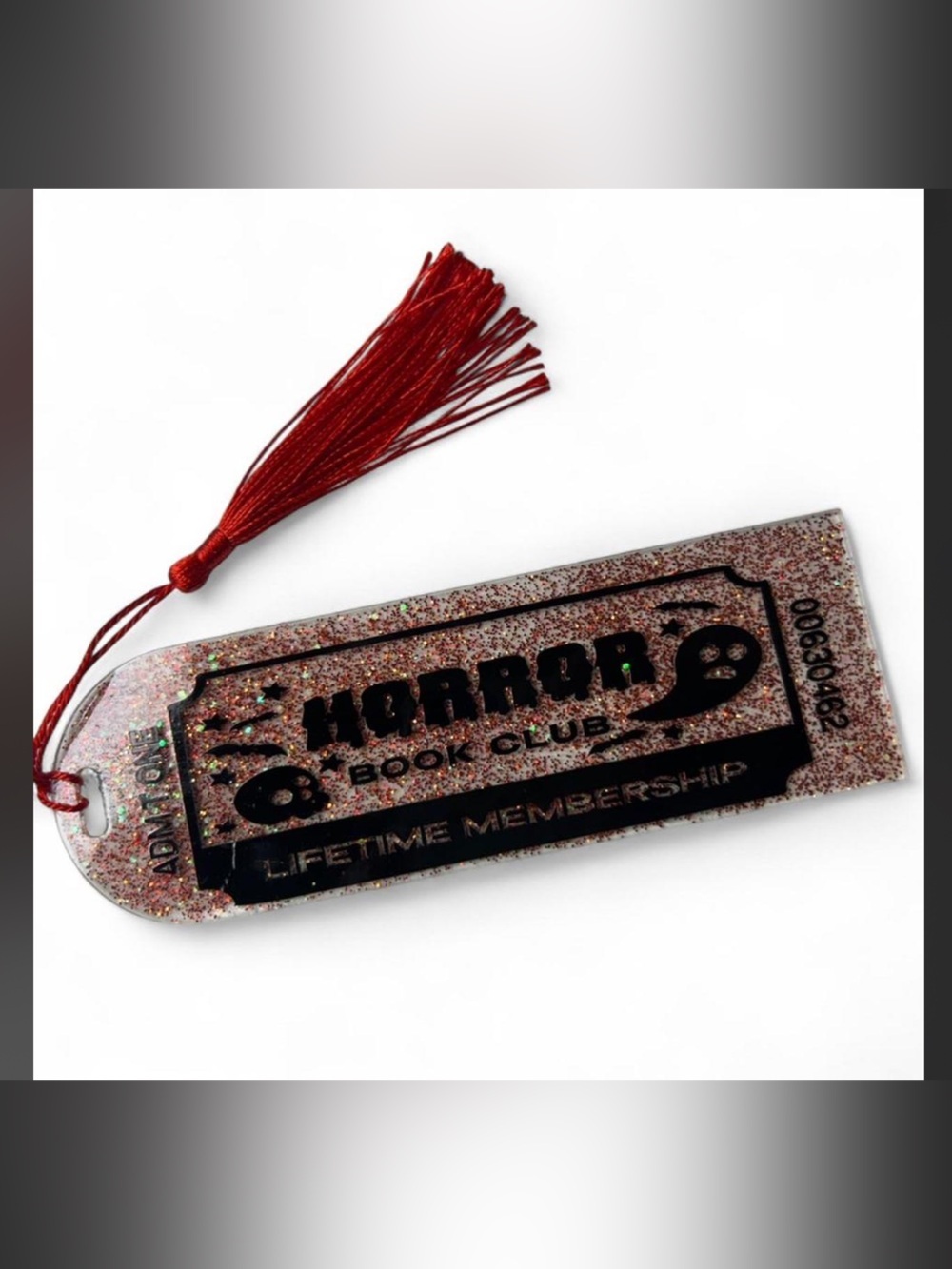 Horror Book Club Glitter Bookmark with Red Tassel